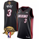 men's & youth Miami Heat 3 Dwyane Wade Jersey Black 2023 Finals Icon Edition Swingman Basketball