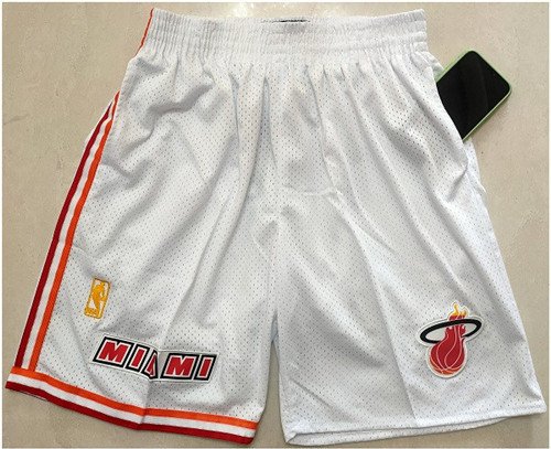 men's Miami Heat White Classic Pocket Swingman Basketball Shorts