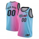 men's & youth Miami Heat 00 Custom name number Jersey 2020-21 Pink/Blue City Swingman Basketball