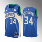 men's & youth Milwaukee Bucks 34 Giannis Antetokounmpo Jersey Royal 2023-24 City Edition Basketball