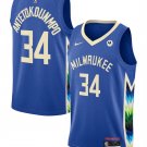 men's & youth Milwaukee Bucks 34 Giannis Antetokounmpo Jersey 2022-23 Blue City Edition Basketball