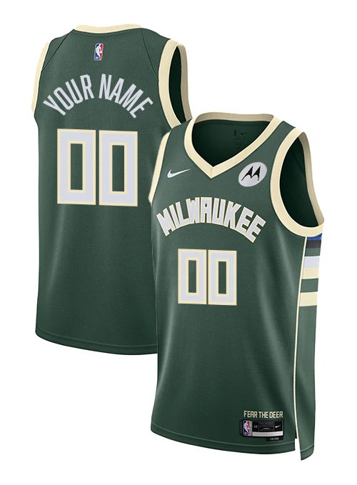 men's & youth Milwaukee Bucks 00 Custom name number Jersey Green Icon Edition Basketball Game