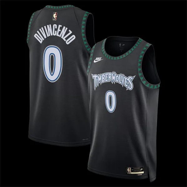 men's & youth Minnesota Timberwolves 0 Donte DiVincenzo Jersey 2025-26 Black Classic Basketball