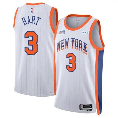 men's & youth New Yok Knicks 3 Josh Hart Jersey White 2024-25 City Edition Swingman Basketball