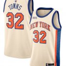 men's & youth New Yok Knicks 32 Karl-Anthony Towns Jersey Cream 2025-26 City Swingman Basketball