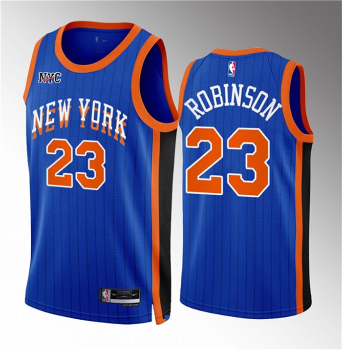 men's & youth New Yok Knicks 23 Mitchell Robinson Jersey Blue 2023-24 City Swingman Basketball