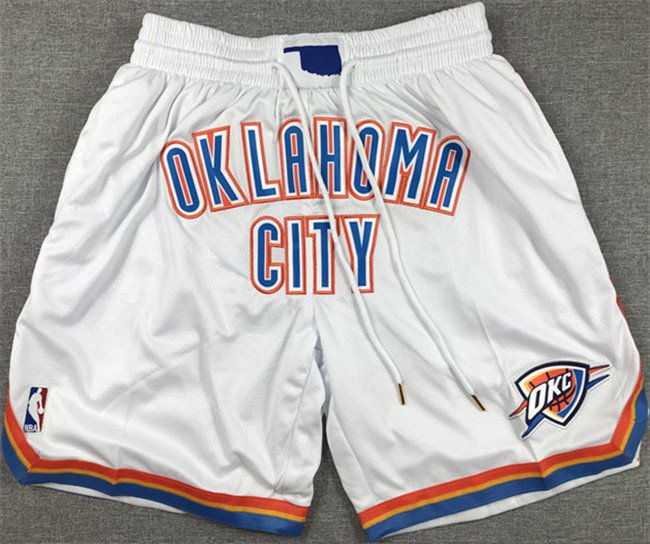 men's " Oklahoma City " Thunder White Association Classic Zipper Pocket Swingman Basketball Shorts