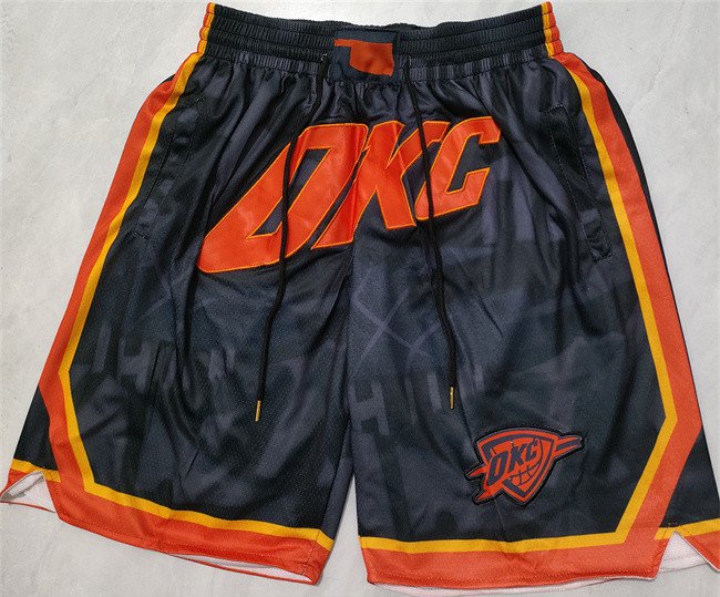 men's Oklahoma City Thunder " OKC " Black 2023-24 City Zipper Pocket Swingman Basketball Shorts