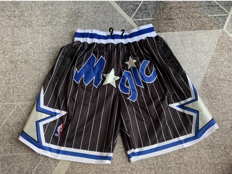 men's Orlando " Magic " Just Don Black Stripe Classic Zipper Pocket Swingman Basketball Shorts