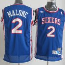 men's & youth Philadelphia 76ers 2 Moses Malone Jersey Blue Retro Classics Throwback Basketball