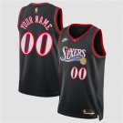 men's & youth Philadelphia 76ers 00 Custom name number Jersey Black 25-26 Classic Edition Basketball