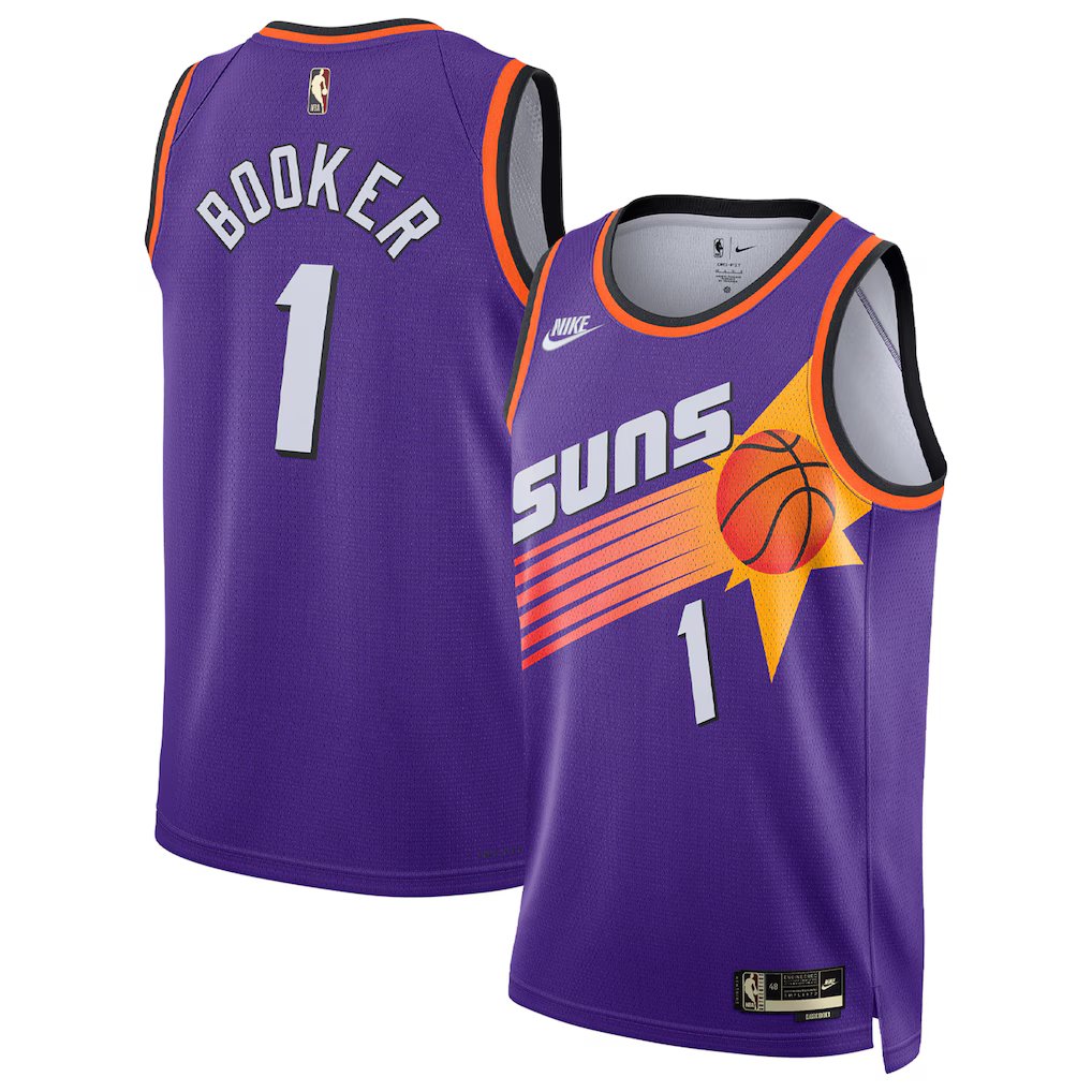 men's & youth Phoenix Suns 1 Devin Booker Jersey 2022-23 Purple Classic Swingman Basketball Game