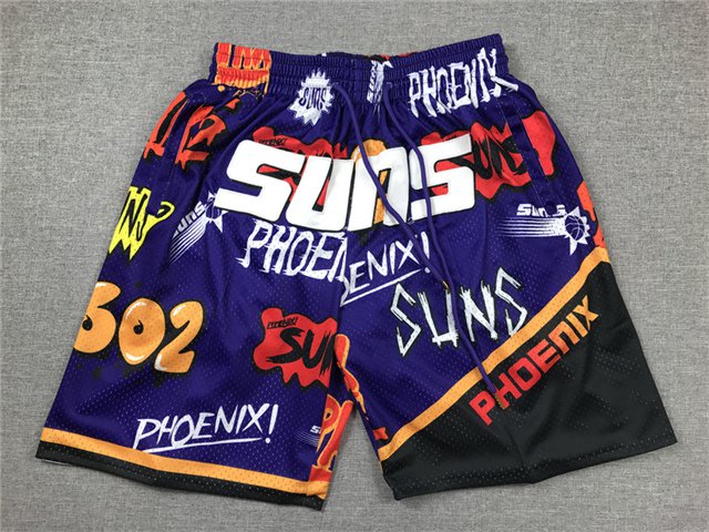 men's Phoenix " Suns " Purple Graffiti Fashion Classics Zipper Pocket Swingman Basketball Shorts