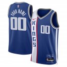 men's & youth Sacramento Kings 00 Custom name number Jersey 2023-24 Blue City Edition Basketball