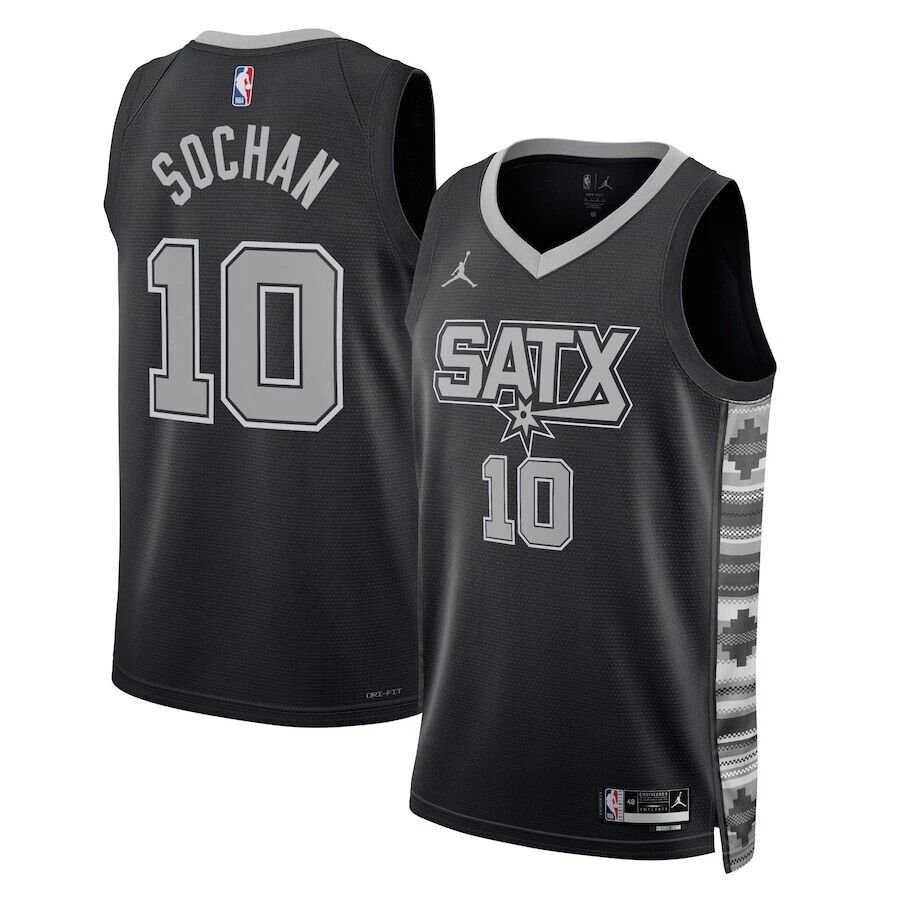 men's & youth San Antonio Spurs 10 Jeremy Sochan Jersey 2022-23 Black Statement Edition Basketball