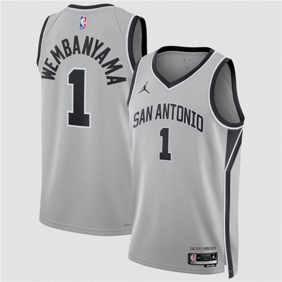 men's & youth San Antonio Spurs 1 Victor Wembanyama Jersey Grey 2025-26 Statement Basketball
