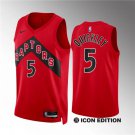 men's & youth Toronto Raptors 5 Immanuel Quickley Jersey Red Icon Edition Swingman Basketball
