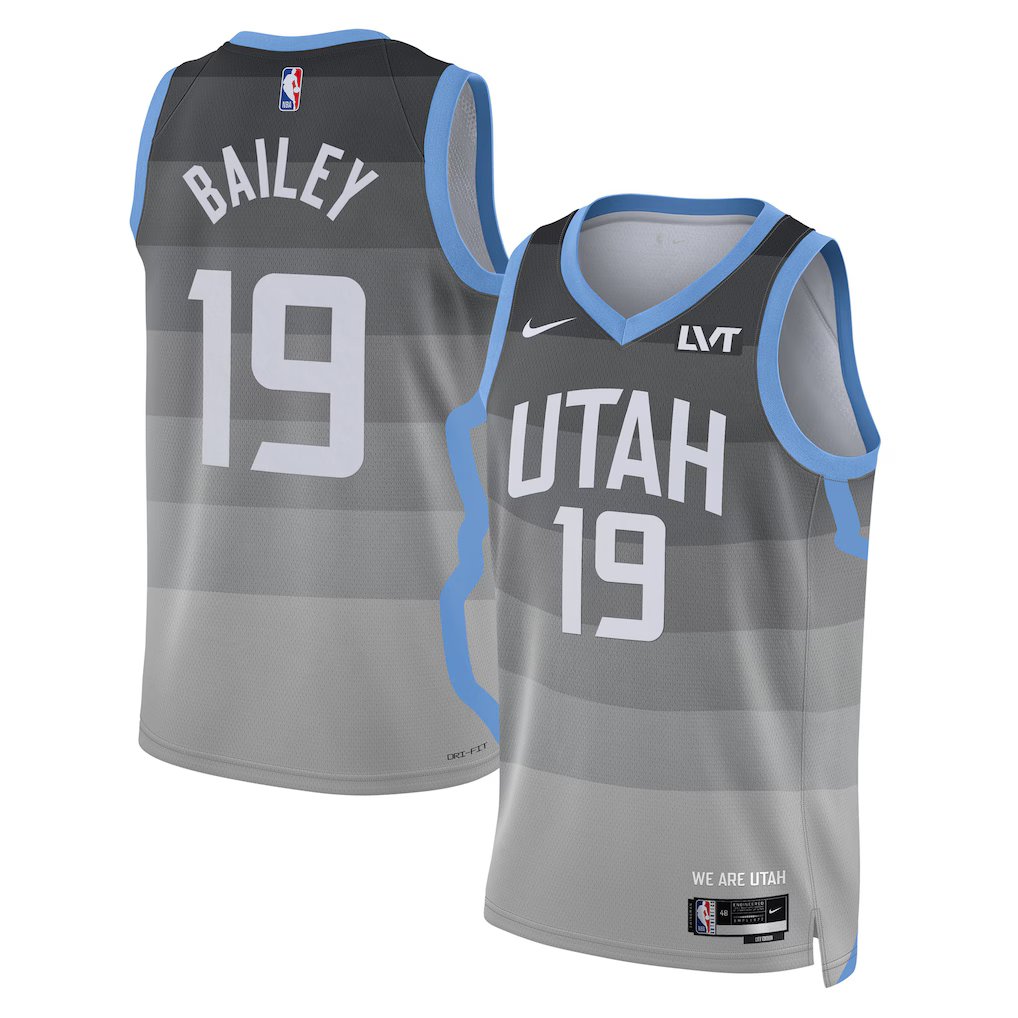 men's & youth Utah Jazz 19 Ace Bailey Jersey Gray 2025/26 City Edition Swingman Basketball