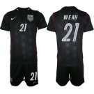 men's & kids USA National Soccer Uniform Suit 21 Timothy Weah Jersey Set 2026 Away Activewear Kit