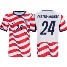 men's & kids USA National Soccer Uniform 24 Carter-Vickers Jersey Home Stadium 2026 Red Activewear