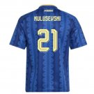 adult unisex Sweden National Soccer Uniform 21 Dejan Kulusevski Jersey Away 2026 Blue Activewear