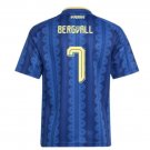 adult unisex Sweden National Soccer Team Uniform 7 Lucas Bergvall Jersey Away 2026 Blue Activewear