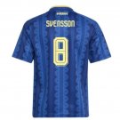 adult unisex Sweden National Soccer Team Uniform 8 Daniel Svensson Jersey Away 2026 Blue Activewear