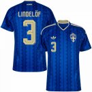 adult unisex Sweden National Soccer Uniform 3 Victor Lindelöf Jersey Away 2026 Blue Activewear