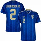 adult unisex Sweden National Soccer Uniform 2 Lagerbielke Jersey Away Stadium 2026 Blue Activewear