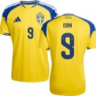 adult unisex Sweden National Soccer Uniform 9 Alexander Isak Jersey Home 2026 Yellow Activewear