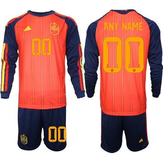 men's & kids Spain Soccer Uniform Suit 00 Custom name number Jersey Set Home 2026 Red Long Sleeve