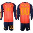 men's & kids Spain Soccer Uniform Suit 00 Custom name number Jersey Set Home 2026 Red Long Sleeve