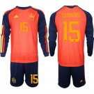 men's & kids Spain National Soccer Team Uniform Suit 15 CUBARSI Jersey Set Home 2026 Red Long Sleeve