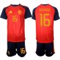 men's & kids Spain National Soccer Team Uniform Suit 16 RODRIGO Jersey Set Home 2026 Red Activewear