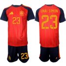 men's & kids Spain National Soccer Uniform Suit 23 UNAI SIMON Jersey Set Home 2026 Red Activewear