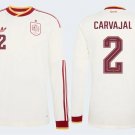 adult unisex Spain National Soccer Uniform 2 Carvajal Jersey Away Stadium 2026 White Long-Sleeve