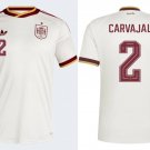 men's & kids Spain National Soccer Team Uniform 2 Carvajal Jersey Away Stadium 2026 White Activewear