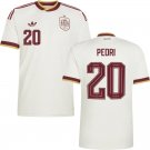 men's & kids Spain National Soccer Team Uniform 20 PEDRI Jersey Away Stadium 2026 White Activewear