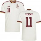men's & kids Spain National Soccer Team Uniform 11 YEREMY Jersey Away Stadium 2026 White Activewear
