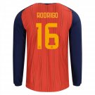 men's & kids Spain National Soccer Uniform 16 Rodrigo Jersey Home 2026 Red Long-Sleeve Activewear