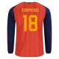 men's & kids Spain National Soccer Uniform 18 Zubimendi Jersey Home 2026 Red Long-Sleeve Activewear