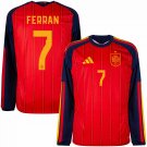 men's & kids Spain National Soccer Uniform 7 Ferran Jersey Home 2026 Red Long-Sleeve Activewear