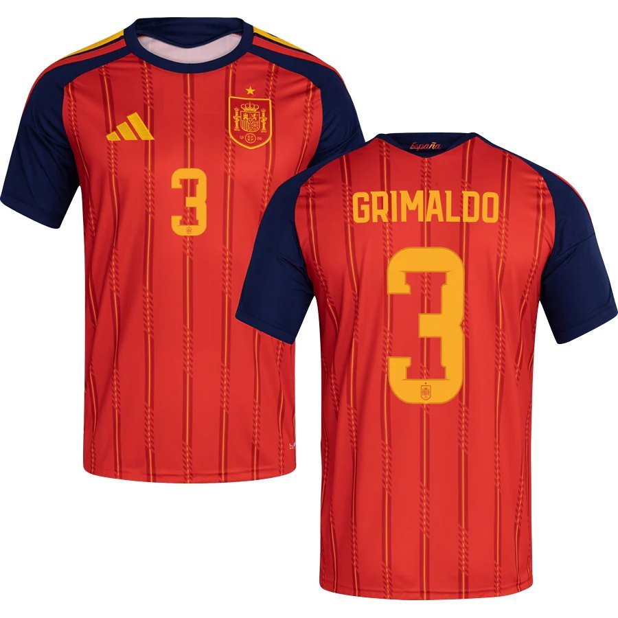 men's & kids Spain National Soccer Team Uniform 3 Grimaldo Jersey Home Stadium 2026 Red Activewear