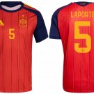 men's & kids Spain National Soccer Team Uniform 5 Laporte Jersey Home Stadium 2026 Red Activewear