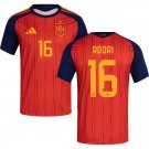 men's & kids Spain National Soccer Team Uniform 16 Rodri Jersey Home Stadium 2026 Red Activewear