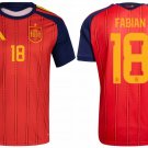 men's & kids Spain National Soccer Team Uniform 18 Fabian Jersey Home Stadium 2026 Red Activewear