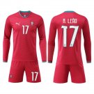 men's & kids Portugal National Soccer Uniform Suit 17 Rafael Leão Jersey Set 2026 Home Long-Sleeve