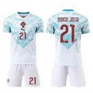 men's & kids Portugal National Soccer Uniform Suit 21 Diogo Jota Jersey Set 2026 Away Activewear