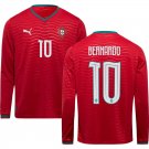 men's & kids Portugal National Soccer Uniform 10 Bernardo Silva Jersey Home 2026 Red Long-Sleeve