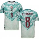 men's & kids Portugal National Soccer Uniform 8 Bruno Fernandes Jersey Away 2026 White Activewear